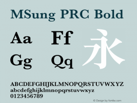 MSung PRC Bold 图片样张