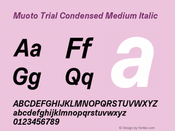 Muoto Trial Condensed Medium Italic Version 2.000;FEAKit 1.0图片样张