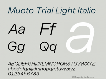 Muoto Trial Light Italic Version 2.000;FEAKit 1.0图片样张