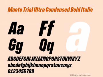 Muoto Trial Ultra Condensed Bold Italic Version 2.000;FEAKit 1.0图片样张