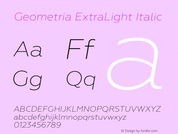 Geometria-ExtraLightItalic Version 1.002图片样张