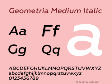 Geometria-MediumItalic Version 1.002图片样张