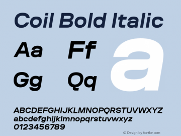 Coil-BoldItalic Version 1.001图片样张