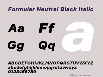 FormularNeutral-BlackItalic Version 1.000图片样张