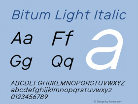 Bitum Light Italic Version 1.000图片样张