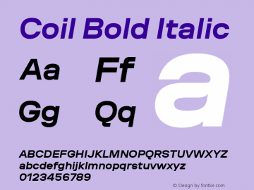 Coil Bold Italic Version 1.001图片样张