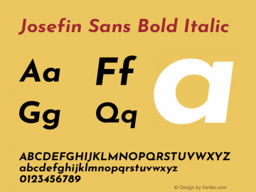 Josefin Sans Bold Italic Version 2.001图片样张