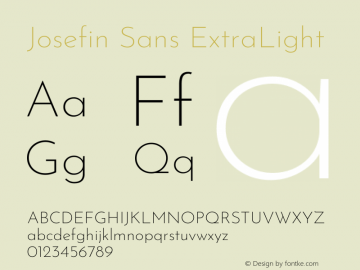 Josefin Sans ExtraLight Version 2.001图片样张