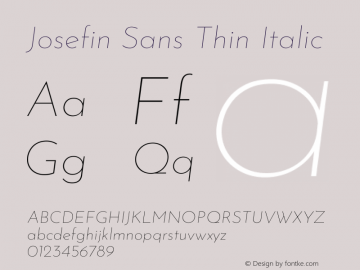 Josefin Sans Thin Italic Version 2.001图片样张