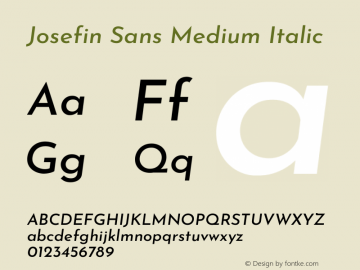 Josefin Sans Medium Italic Version 2.001图片样张