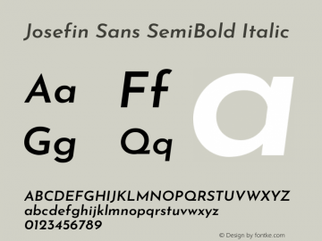 Josefin Sans SemiBold Italic Version 2.001图片样张