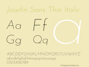 Josefin Sans Thin Italic Version 2.001图片样张