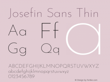 Josefin Sans Thin Version 2.001图片样张