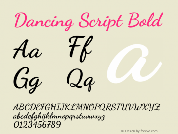 Dancing Script Bold Version 2.001图片样张