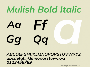 Mulish Bold Italic Version 3.603图片样张