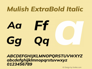 Mulish ExtraBold Italic Version 3.603图片样张