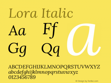 Lora Italic Version 3.001图片样张