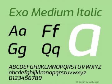 Exo Medium Italic Version 2.001图片样张