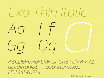 Exo Thin Italic Version 2.001图片样张