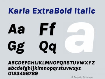 Karla ExtraBold Italic Version 2.002图片样张