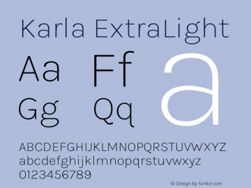 Karla ExtraLight Version 2.002图片样张