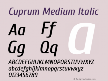 Cuprum Medium Italic Version 3.000图片样张