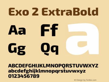 Exo 2 ExtraBold Version 2.001图片样张