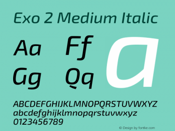 Exo 2 Medium Italic Version 2.001图片样张