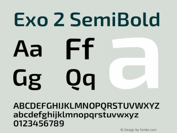 Exo 2 SemiBold Version 2.001图片样张