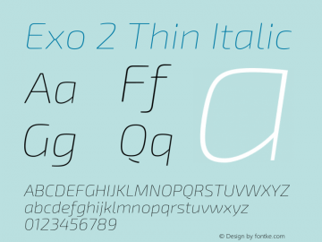 Exo 2 Thin Italic Version 2.001图片样张