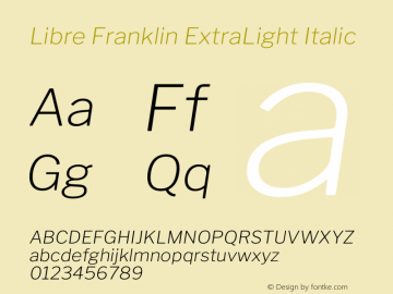 Libre Franklin ExtraLight Italic Version 2.000图片样张