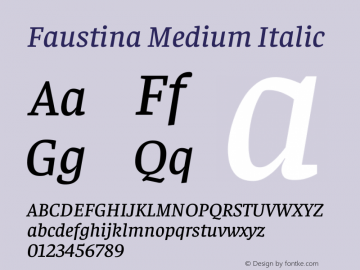 Faustina Medium Italic Version 1.200图片样张