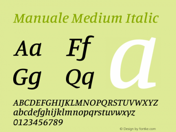 Manuale Medium Italic Version 1.002图片样张