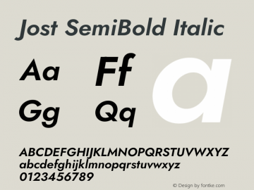 Jost SemiBold Italic Version 3.710图片样张