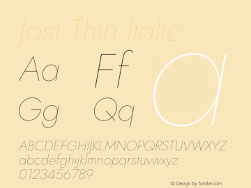 Jost Thin Italic Version 3.710图片样张