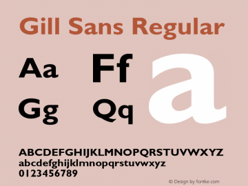 Gill Sans Regular 001.002 Font Sample