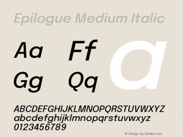 Epilogue Medium Italic Version 2.112图片样张