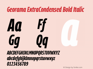 Georama ExtraCondensed Bold Italic Version 1.001图片样张