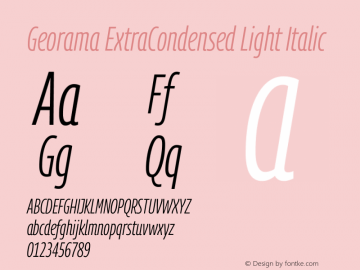 Georama ExtraCondensed Light Italic Version 1.001图片样张