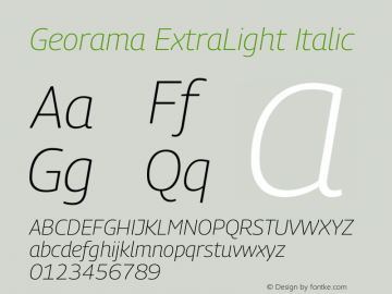 Georama ExtraLight Italic Version 1.001图片样张