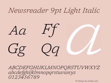 Newsreader 9pt Light Italic Version 1.003图片样张