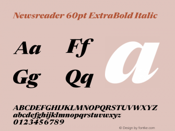 Newsreader 60pt ExtraBold Italic Version 1.003图片样张
