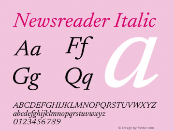 Newsreader 16pt Italic Version 1.003图片样张