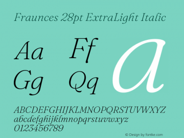 Fraunces 28pt ExtraLight Italic Version 1.000;[b76b70a41]图片样张
