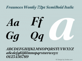 Fraunces Wonky 72pt SemiBold Italic Version 1.000;[b76b70a41]图片样张