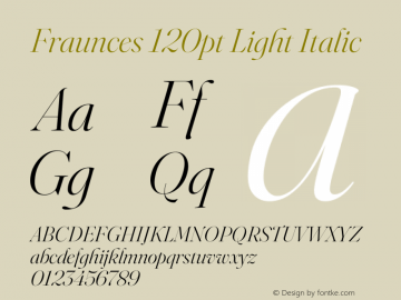 Fraunces 120pt Light Italic Version 1.000;[b76b70a41]图片样张