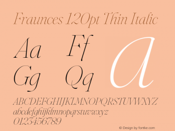 Fraunces 120pt Thin Italic Version 1.000;[b76b70a41]图片样张