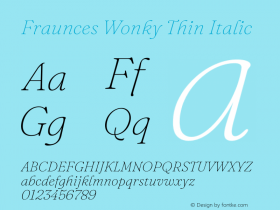 Fraunces Wonky Thin Italic Version 1.000;[b76b70a41]图片样张