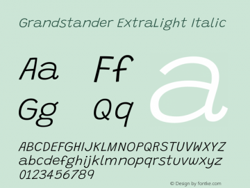 Grandstander ExtraLight Italic Version 1.200图片样张