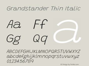 Grandstander Thin Italic Version 1.200图片样张
